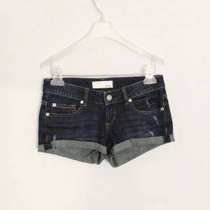 Garage brand dark denim short shorts in size 00